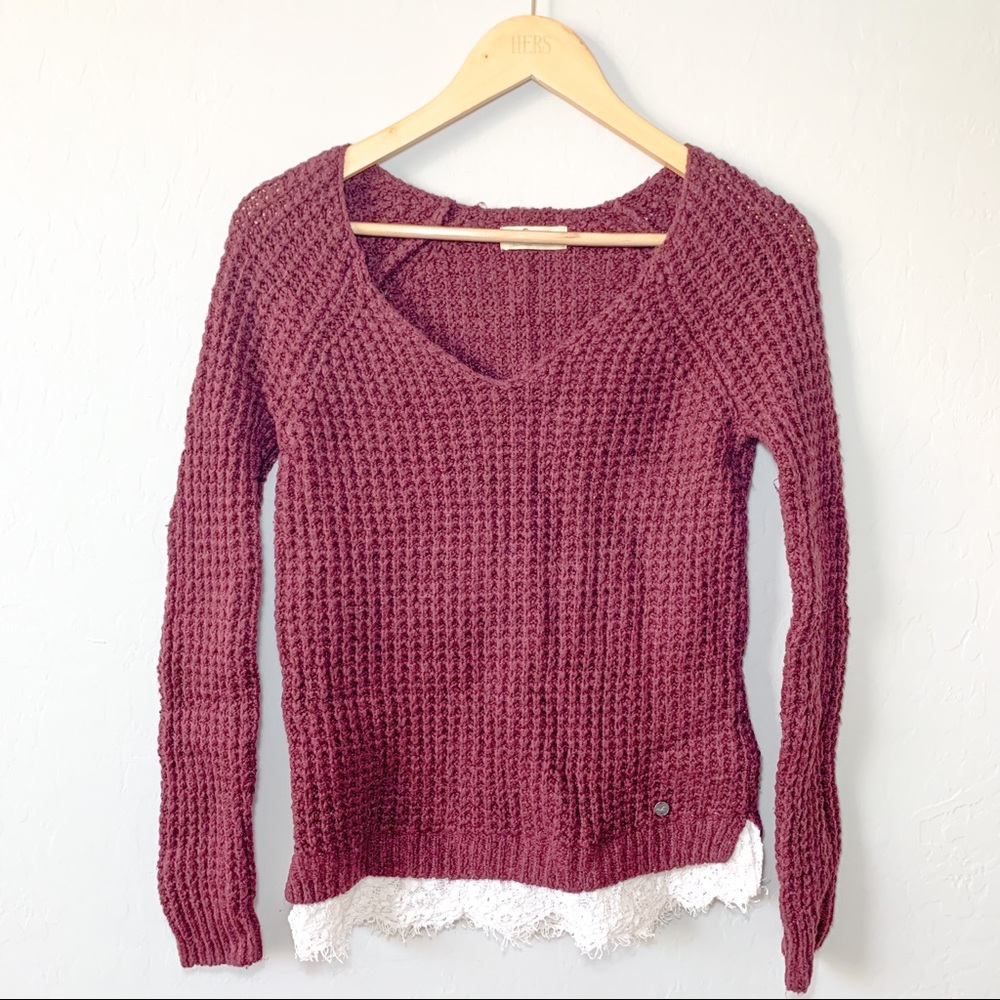 Hollister Burgundy red soft knitted sweater XS